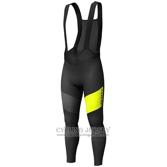 2019 Cycling Jersey Scott Rc Ff Yellow Black Long Sleeve And Bib Tight